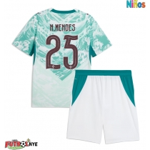 Camiseta Portugal Nuno Mendes #25 Visitante Equipación para niños Mundial 2026 manga corta (+ pantalones cortos)